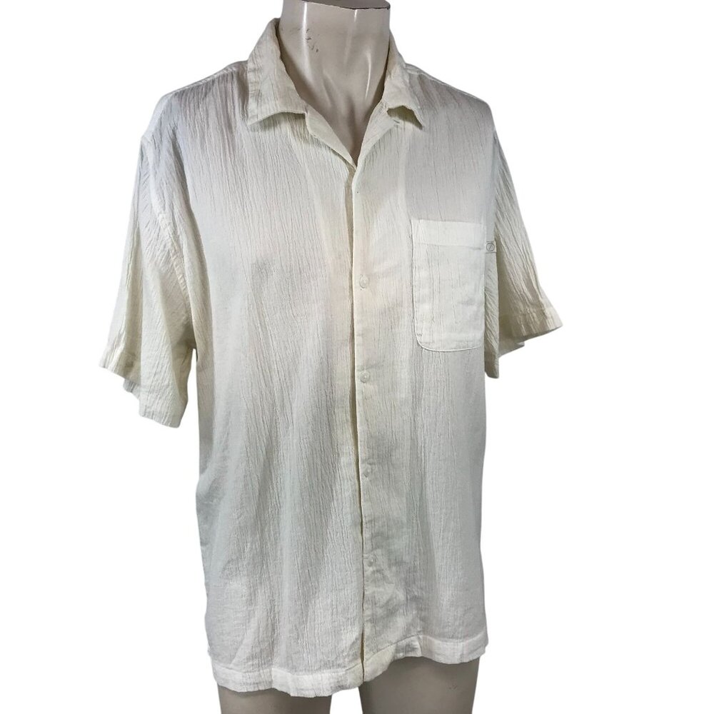 STANDARD/CLOTH - MEN'S MEDIUM - OFF WHITE SHORT SLEEVE BUTTON UP SHIRT